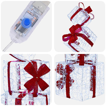 Gift Box Christmas Decoration 5 pcs 125 LEDs Cold White