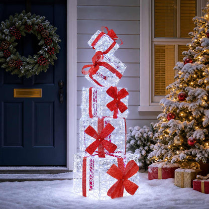 Gift Box Christmas Decoration 5 pcs 125 LEDs Cold White