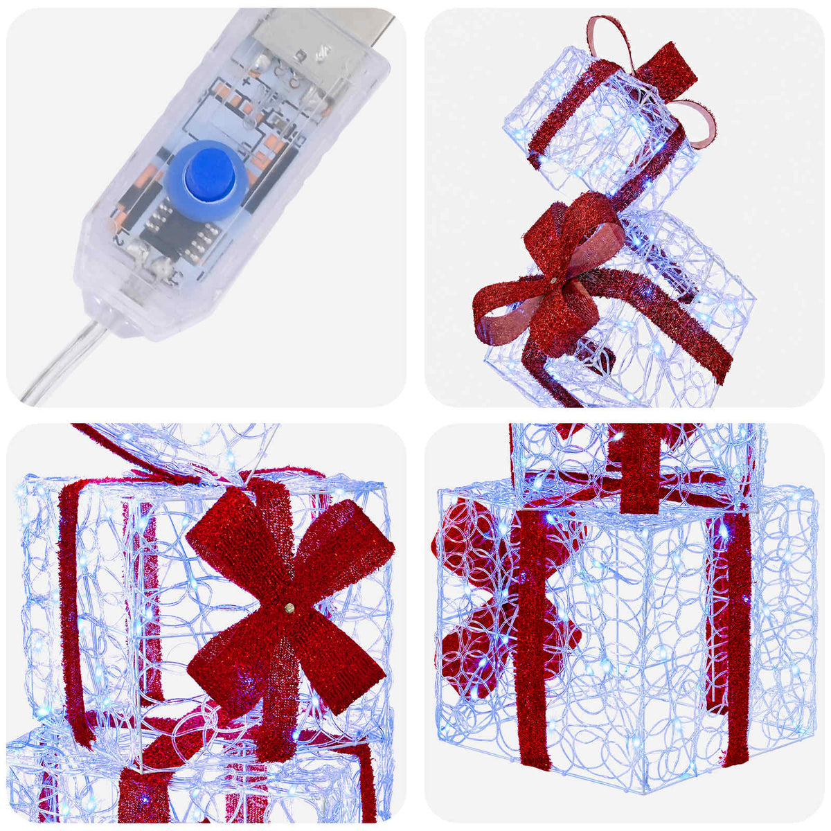 Gift Box Christmas Decoration 5 pcs 125 LEDs Blue