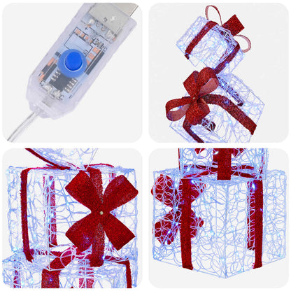 Gift Box Christmas Decoration 5 pcs 125 LEDs Blue