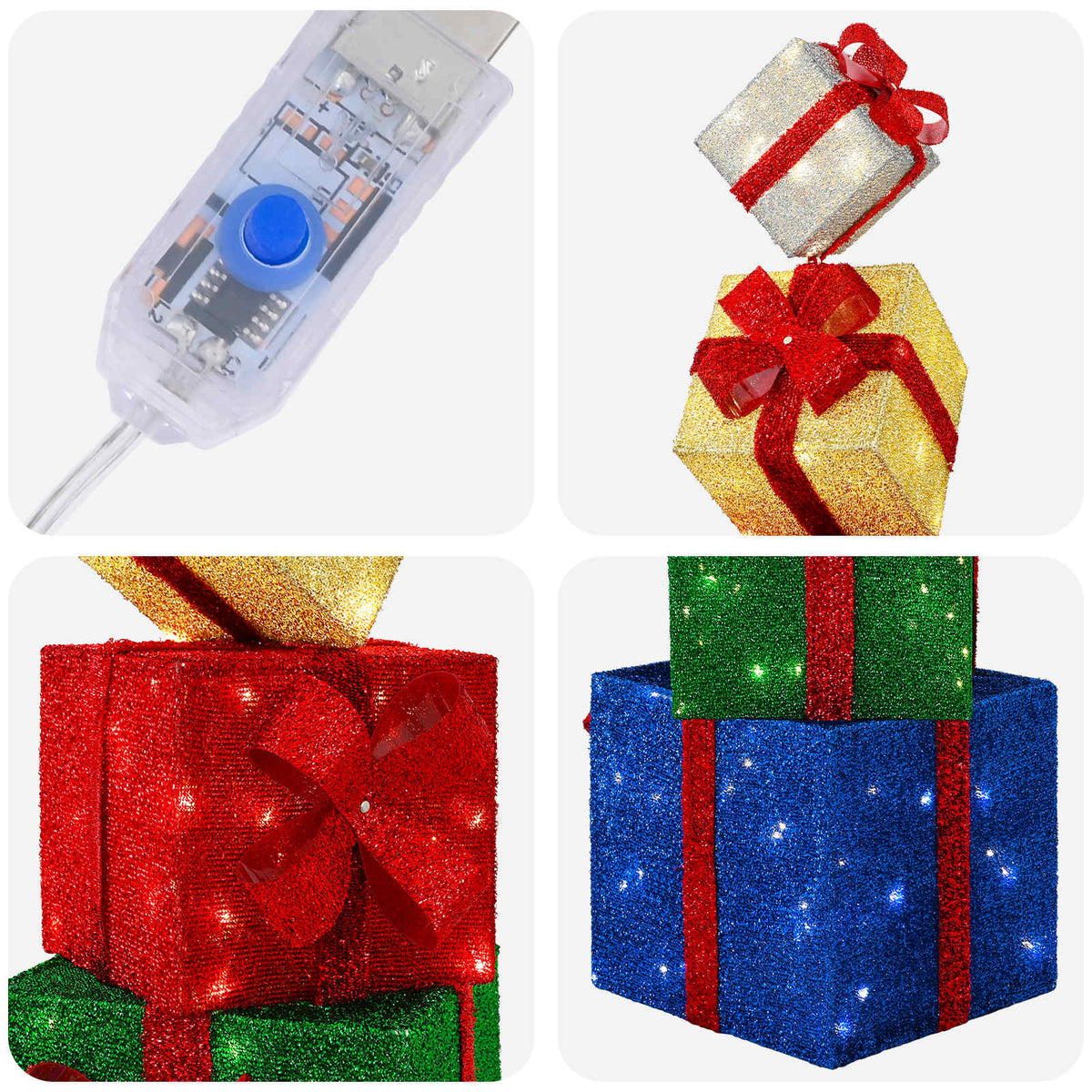 Gift Box Christmas Decoration 5 pcs 125 LEDs Warm White