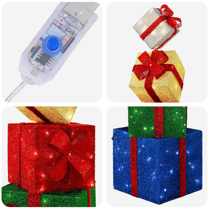 Gift Box Christmas Decoration 5 pcs 125 LEDs Warm White