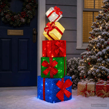Gift Box Christmas Decoration 5 pcs 125 LEDs Warm White