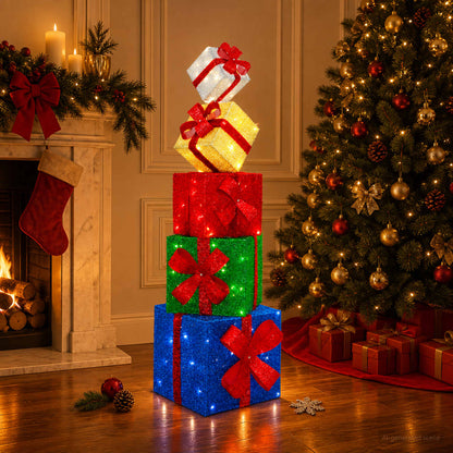 Gift Box Christmas Decoration 5 pcs 125 LEDs Warm White