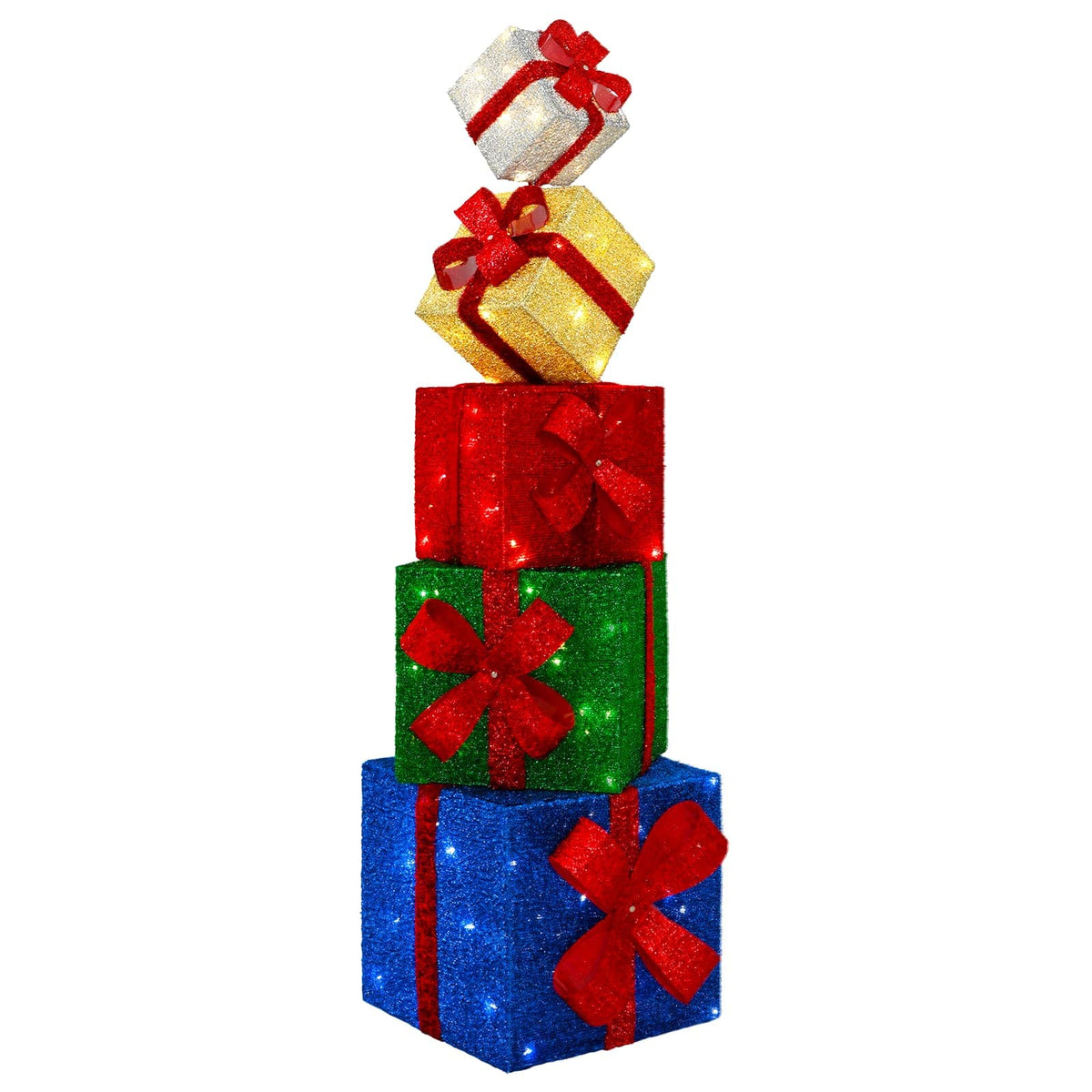 Gift Box Christmas Decoration 5 pcs 125 LEDs Warm White