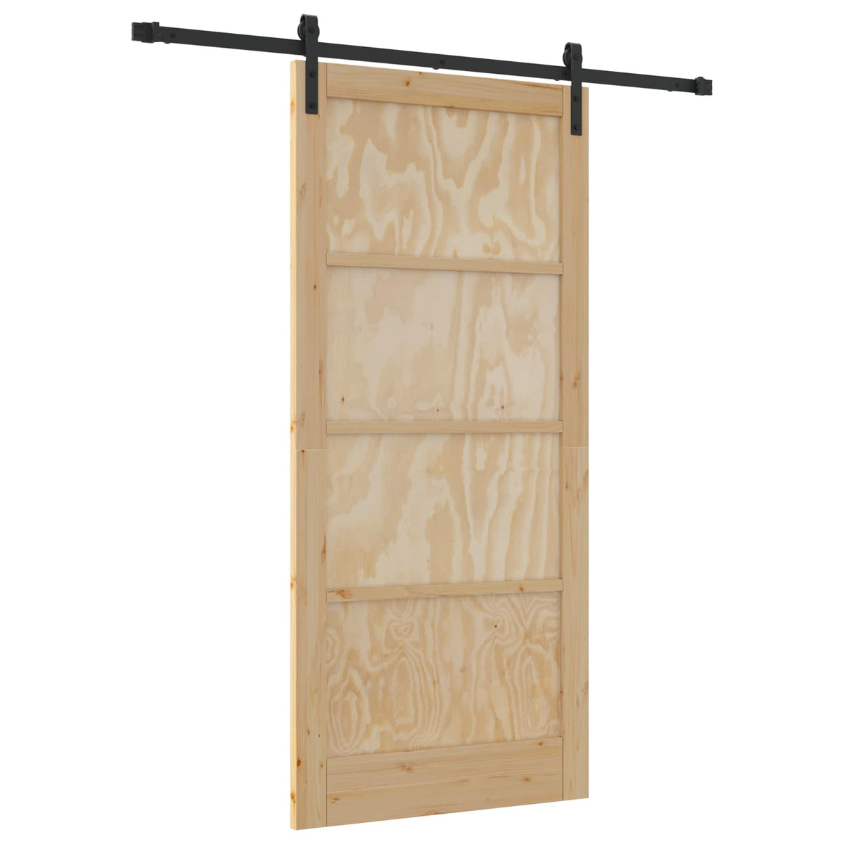 Sliding Door 93 x 202 cm Engineered Wood Natural and Black