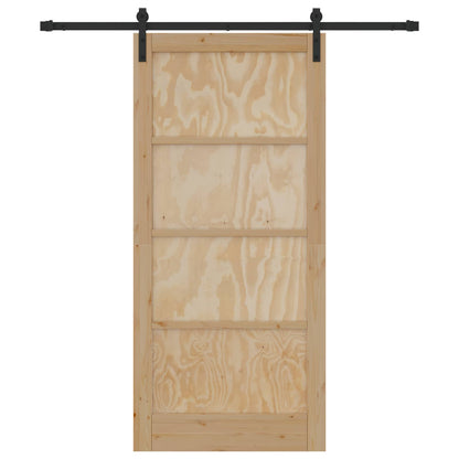 Sliding Door 93 x 202 cm Engineered Wood Natural and Black