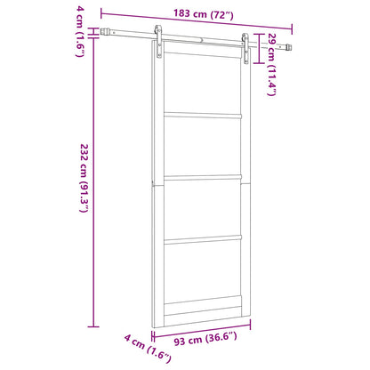 Sliding Door 93 x 232 cm Engineered Wood White and Black