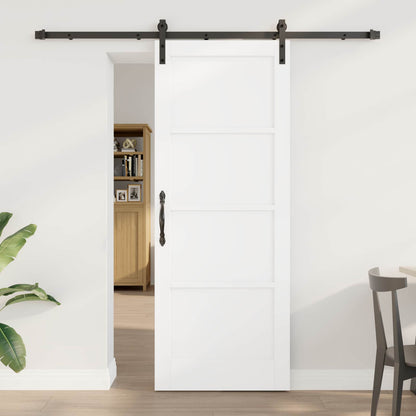 Sliding Door 78 x 202 cm Engineered Wood White and Black