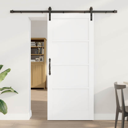 Sliding Door 86 x 198.5 cm Engineered Wood White and Black