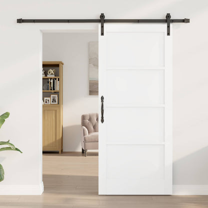 Sliding Door 86 x 198.5 cm Engineered Wood White and Black
