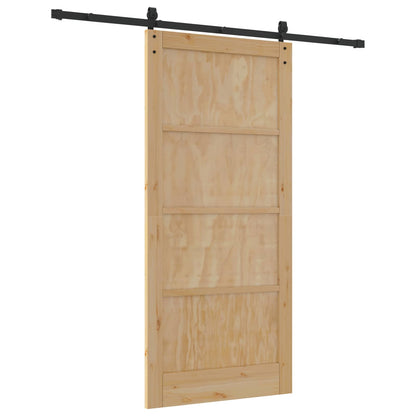 Sliding Door 93 x 202 cm Engineered Wood Natural and Black