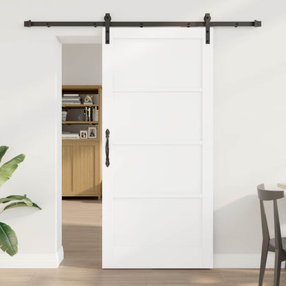 Sliding Door 93 x 202 cm Engineered Wood White and Black
