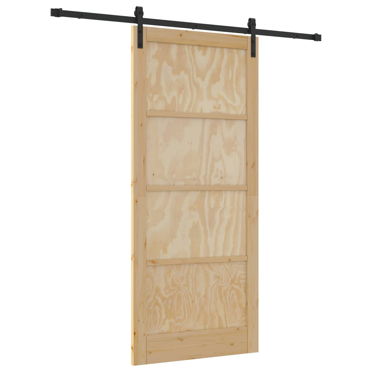 Sliding Door 93 x 211 cm Engineered Wood Natural and Black