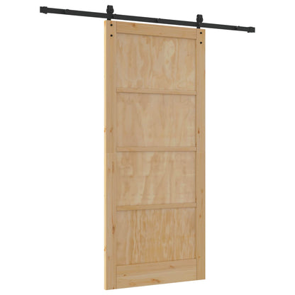 Sliding Door 93 x 211 cm Engineered Wood Natural and Black