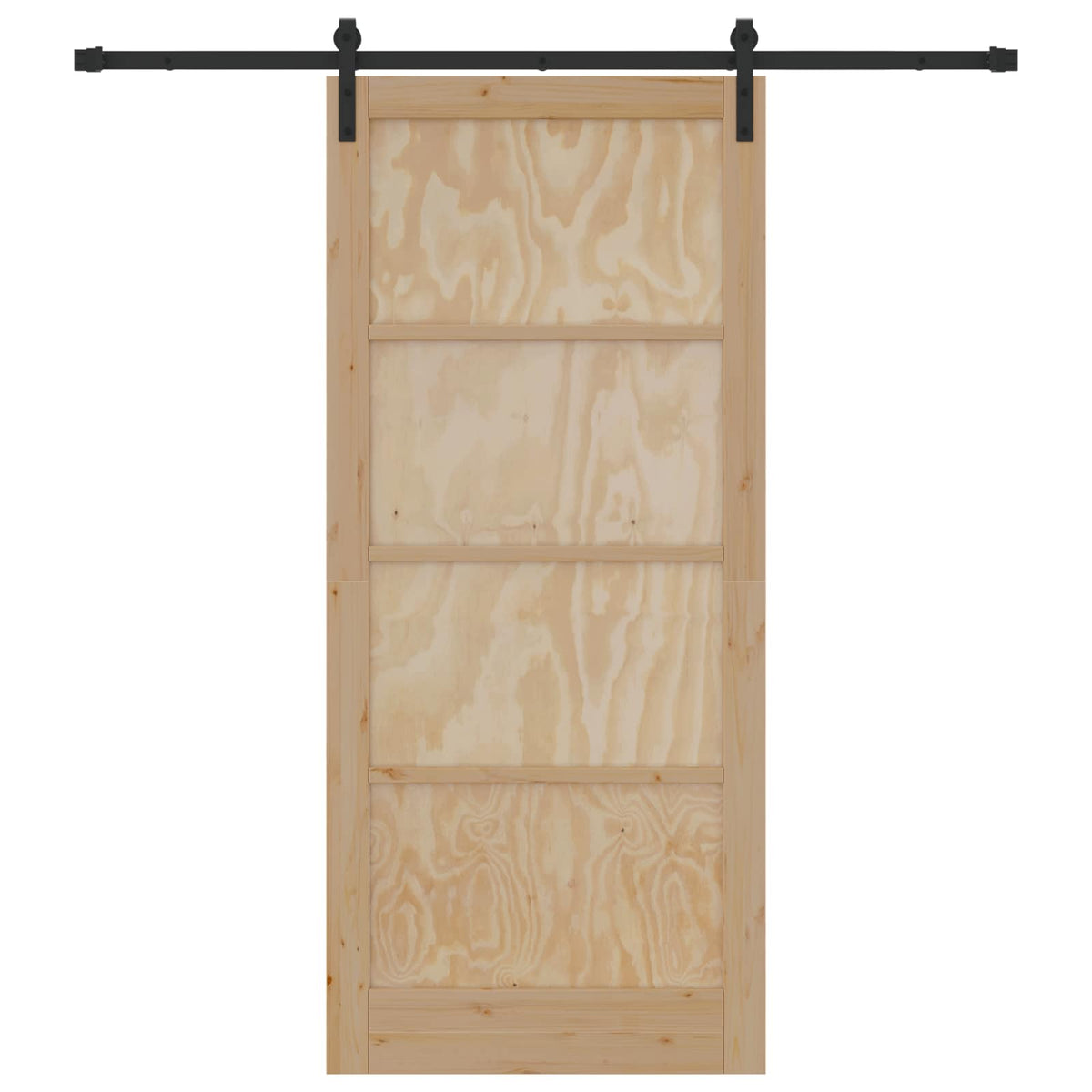 Sliding Door 93 x 211 cm Engineered Wood Natural and Black