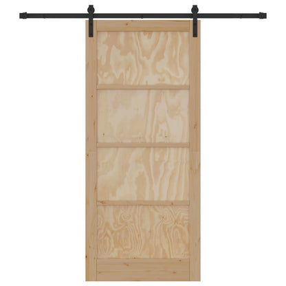 Sliding Door 93 x 211 cm Engineered Wood Natural and Black