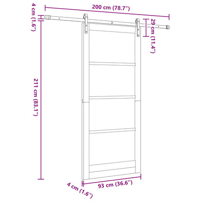 Sliding Door 93 x 211 cm Engineered Wood Natural and Black