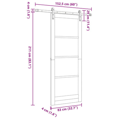 Sliding Door 83 x 211 cm Engineered Wood White and Black