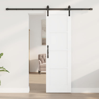 Sliding Door 61 x 198.5 cm Engineered Wood White and Black