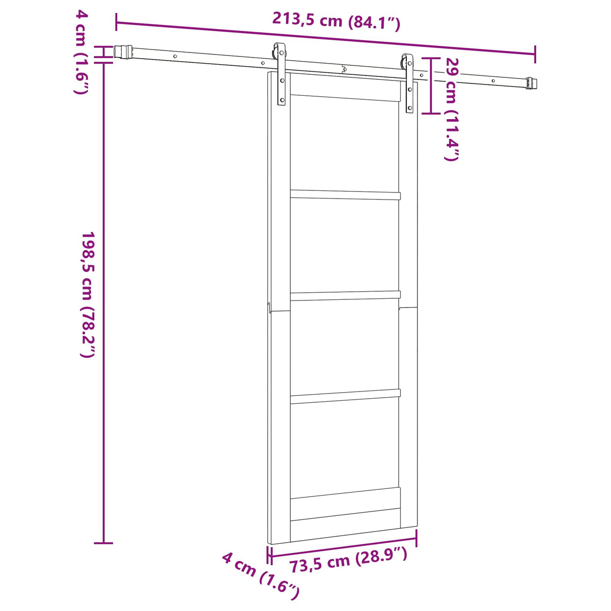 Sliding Door 73.5 x 198.5 cm Engineered Wood White and Black