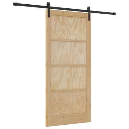 Sliding Door 93 x 202 cm Engineered Wood Natural and Black