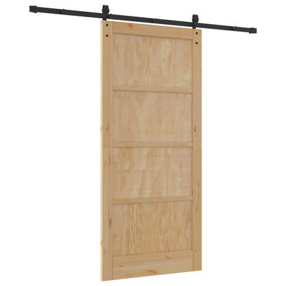 Sliding Door 93 x 202 cm Engineered Wood Natural and Black