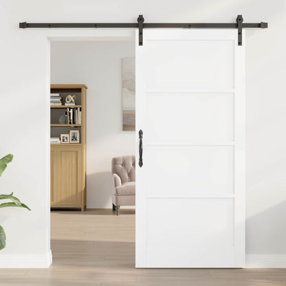Sliding Door 93 x 202 cm Engineered Wood White and Black