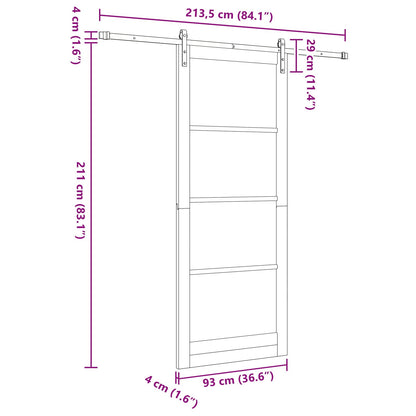 Sliding Door 93 x 232 cm Engineered Wood White and Black