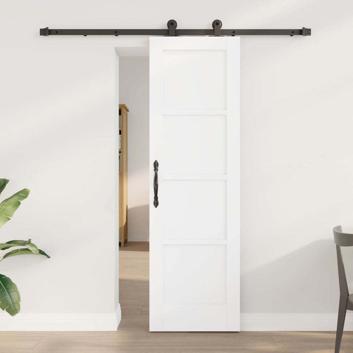 Sliding Door 61 x 198.5 cm Engineered Wood White and Black
