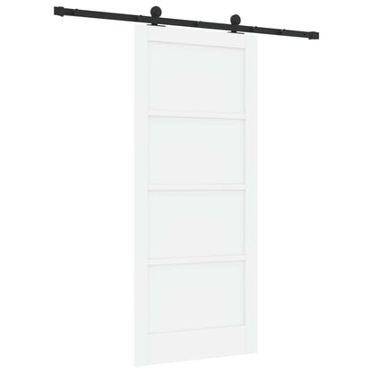 Sliding Door 86 x 198.5 cm Engineered Wood White and Black