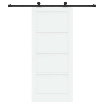 Sliding Door 86 x 198.5 cm Engineered Wood White and Black