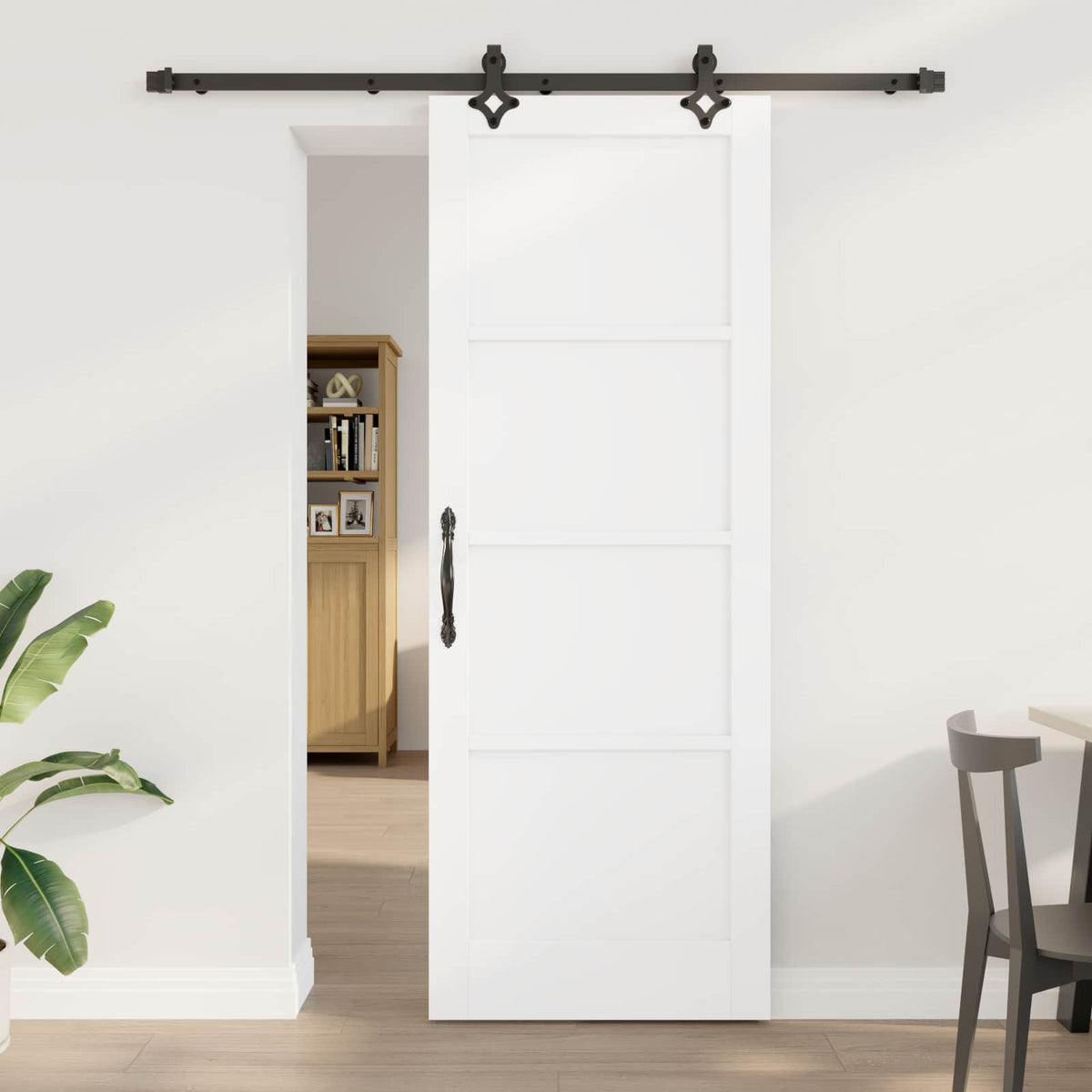 Sliding Door 78 x 211 cm Engineered Wood White and Black