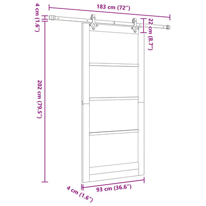 Sliding Door 93 x 202 cm Engineered Wood White and Black