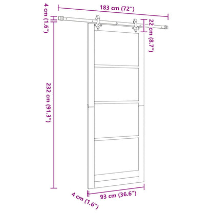 Sliding Door 93 x 232 cm Engineered Wood White and Black