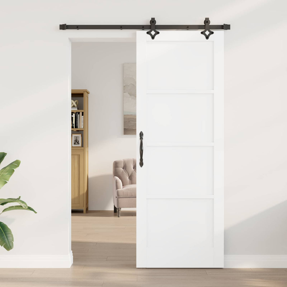 Sliding Door ORKDAL 78 x 211 cm Engineered Wood White and Black