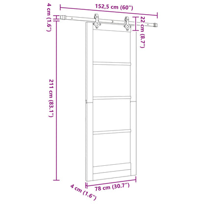 Sliding Door ORKDAL 78 x 211 cm Engineered Wood White and Black