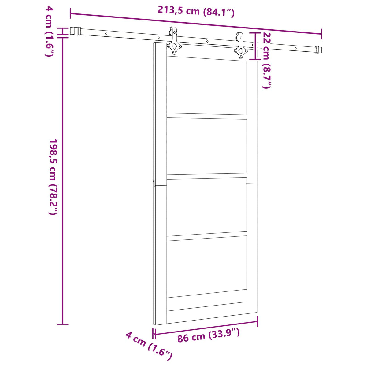 Sliding Door ORKDAL 86 x 198.5 cm Engineered Wood