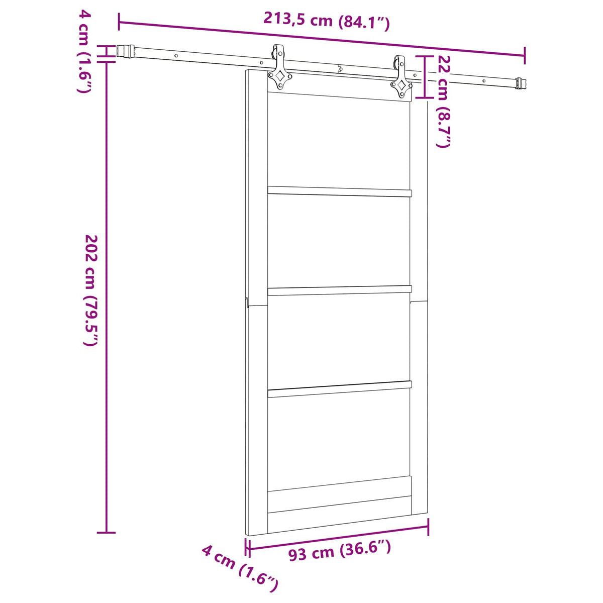 Sliding Door ORKDAL 93 x 202 cm Engineered Wood White and Black