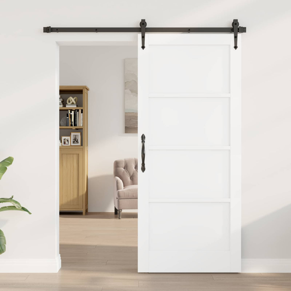 Sliding Door ORKDAL 86 x 211 cm Engineered Wood White and Black