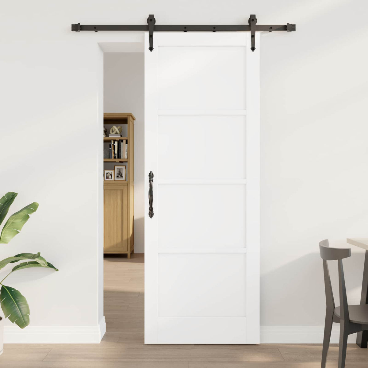 Sliding Door ORKDAL 78 x 211 cm Engineered Wood White and Black