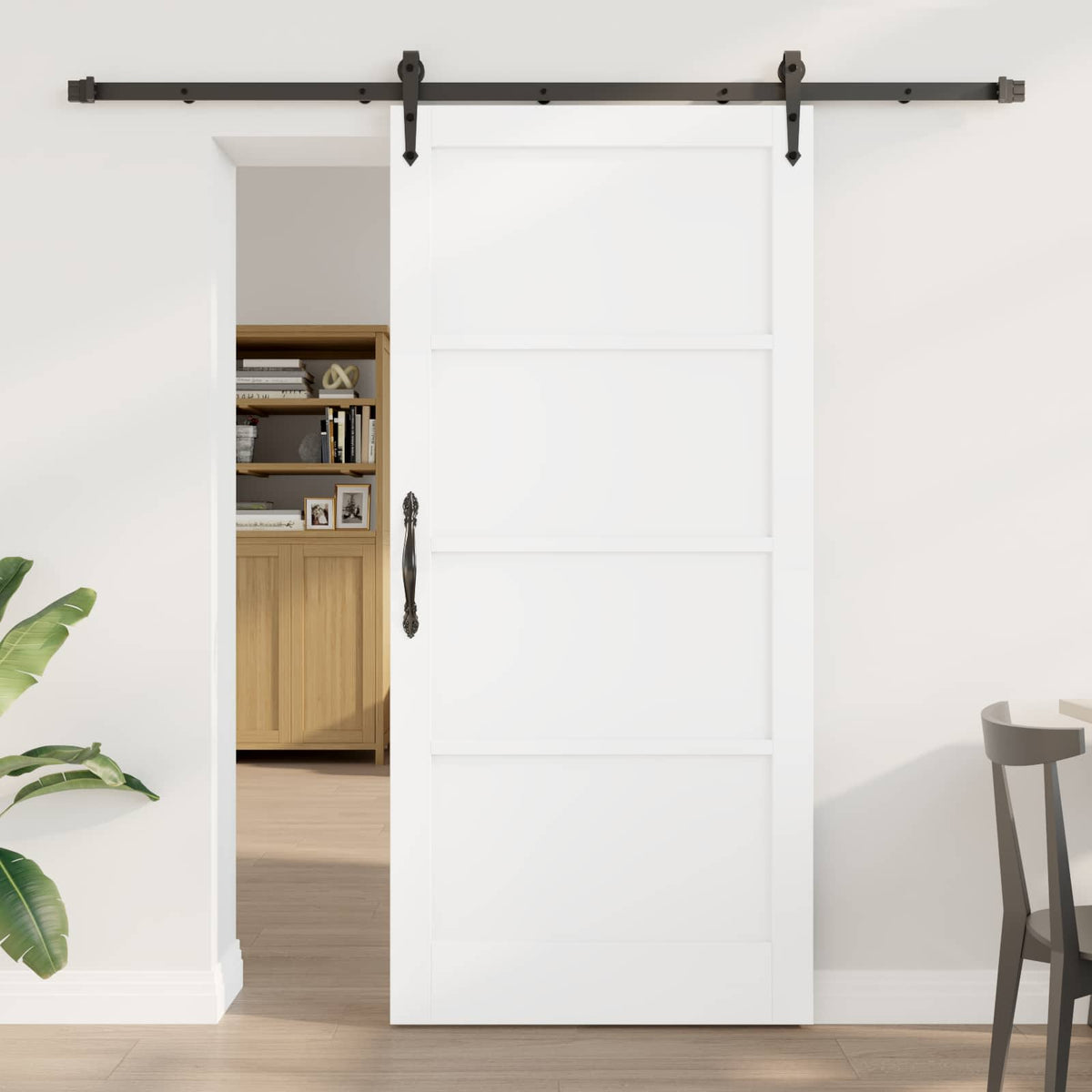 Sliding Door ORKDAL 93 x 202 cm Engineered Wood White and Black