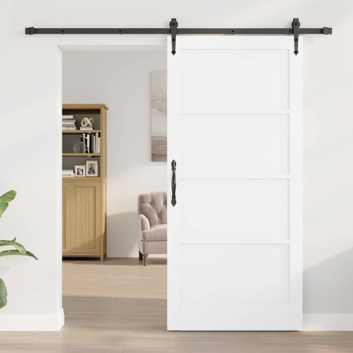 Sliding Door ORKDAL 93 x 202 cm Engineered Wood White and Black