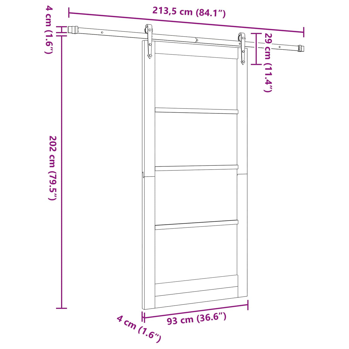 Sliding Door ORKDAL 93 x 202 cm Engineered Wood White and Black