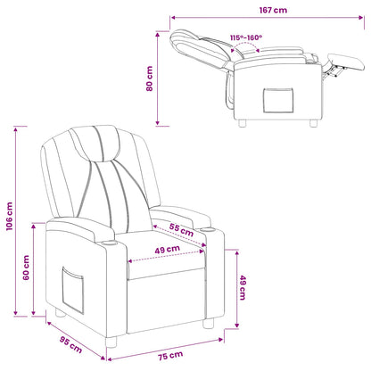 Recliner Chair Black 75 x 95 x 106 cm Fabric