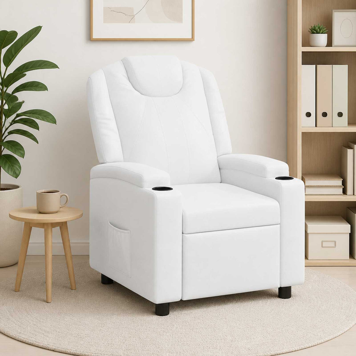 Recliner Chair White 75 x 95 x 106 cm Fabric