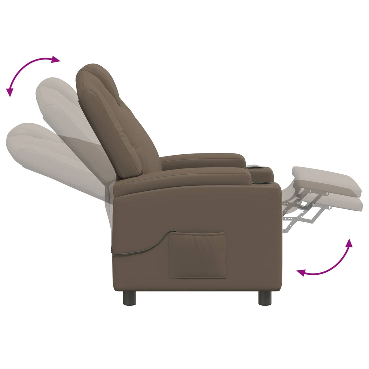 Recliner Massage Chair Grey 75 x 95 x 106 cm Fabric