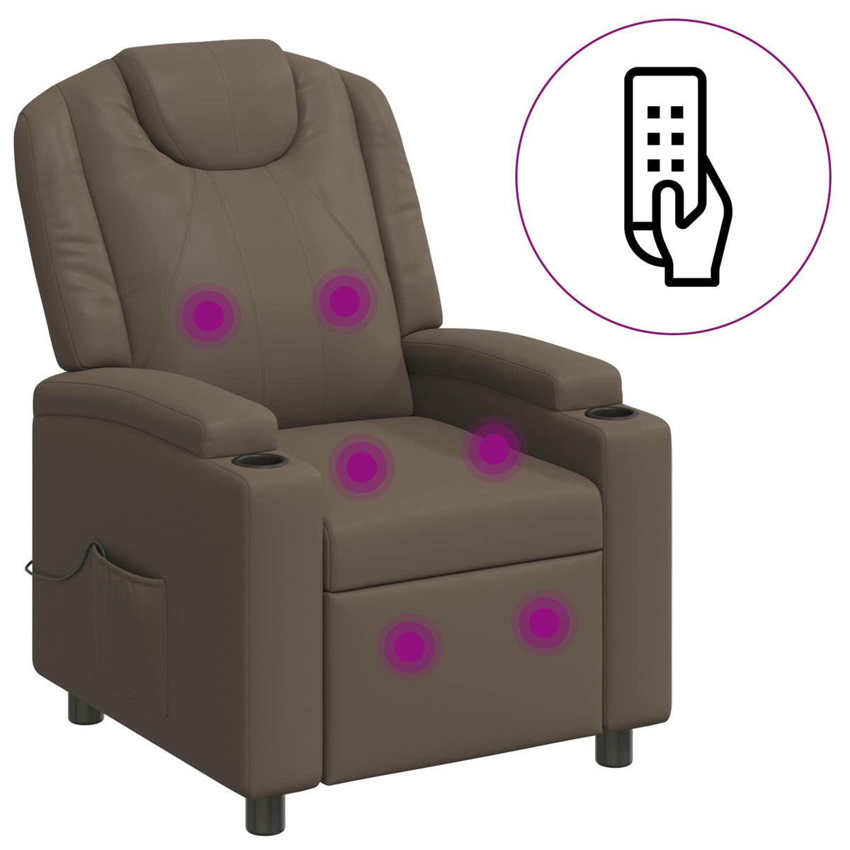Recliner Massage Chair Grey 75 x 95 x 106 cm Fabric