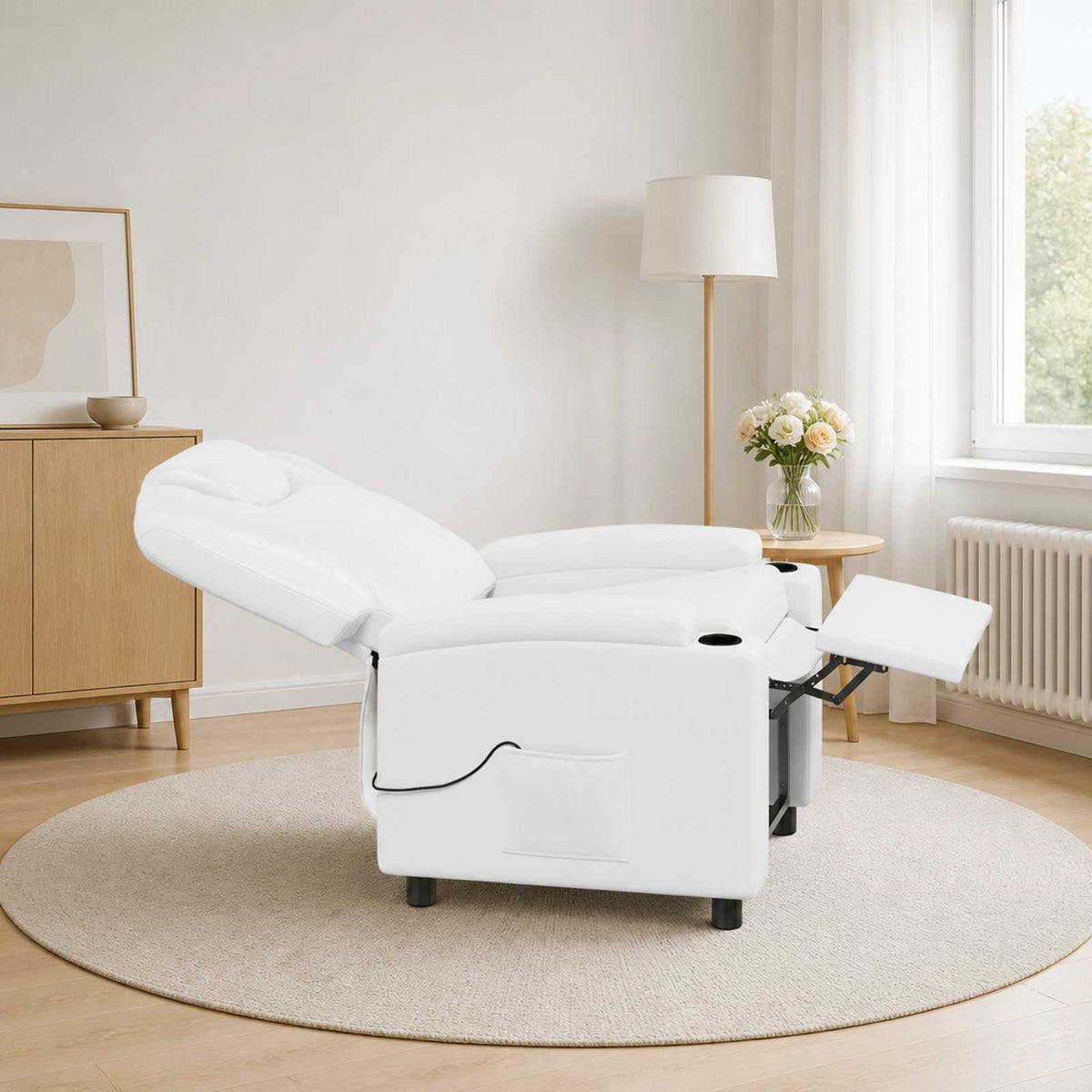 Recliner Massage Chair White 75 x 95 x 106 cm Fabric