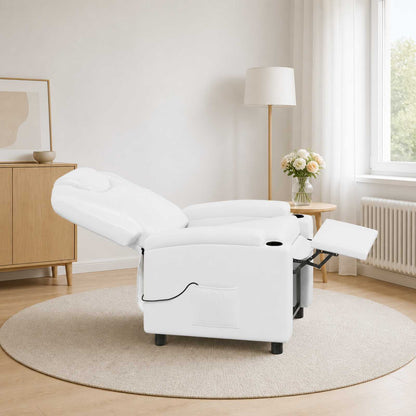Recliner Massage Chair White 75 x 95 x 106 cm Fabric